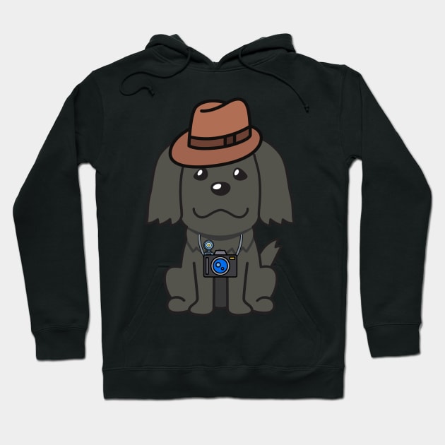 Funny black dog is holding a camera Hoodie by Pet Station